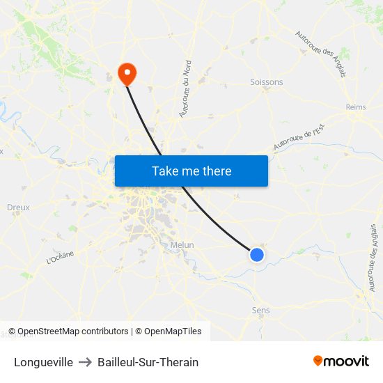 Longueville to Bailleul-Sur-Therain map
