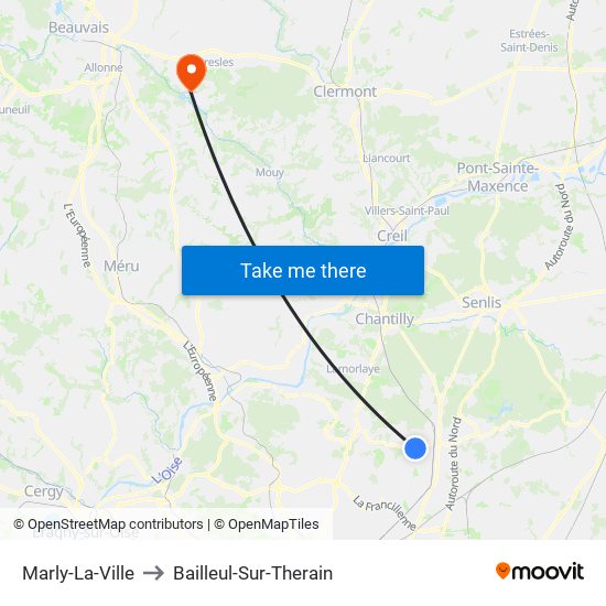 Marly-La-Ville to Bailleul-Sur-Therain map