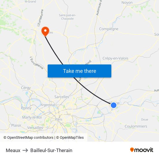 Meaux to Bailleul-Sur-Therain map