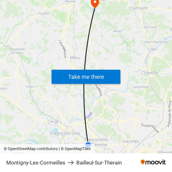 Montigny-Les-Cormeilles to Bailleul-Sur-Therain map