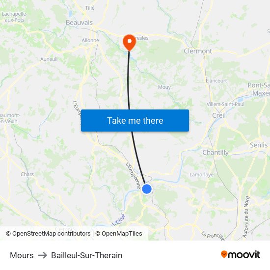 Mours to Bailleul-Sur-Therain map