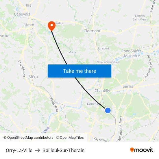 Orry-La-Ville to Bailleul-Sur-Therain map