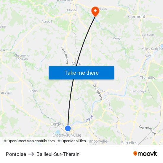 Pontoise to Bailleul-Sur-Therain map