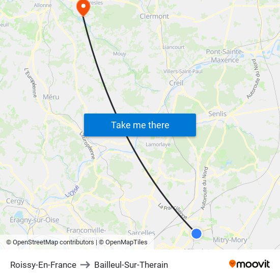 Roissy-En-France to Bailleul-Sur-Therain map