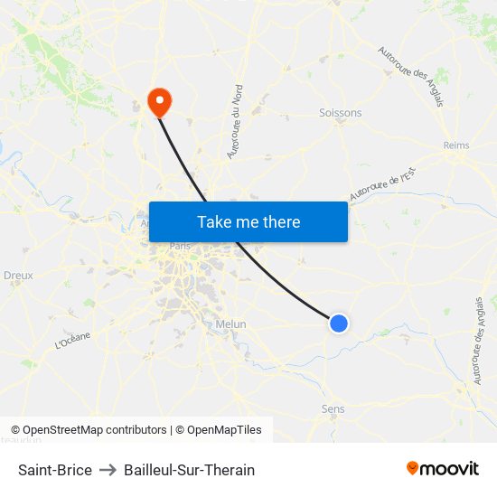 Saint-Brice to Bailleul-Sur-Therain map