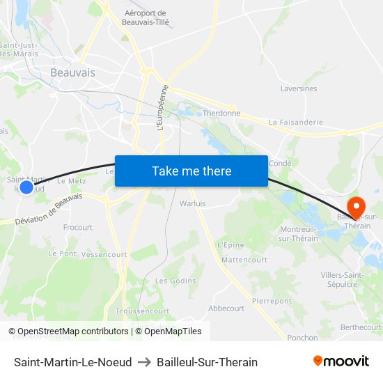 Saint-Martin-Le-Noeud to Bailleul-Sur-Therain map