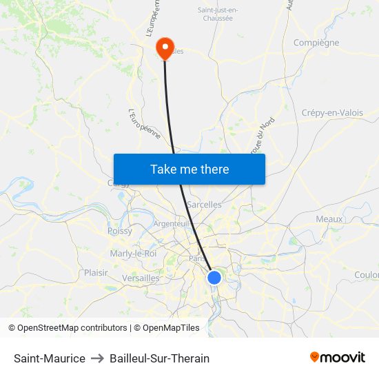 Saint-Maurice to Bailleul-Sur-Therain map