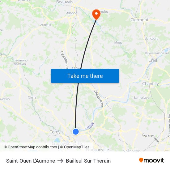 Saint-Ouen-L'Aumone to Bailleul-Sur-Therain map