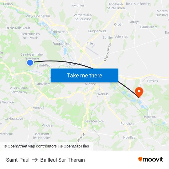 Saint-Paul to Bailleul-Sur-Therain map