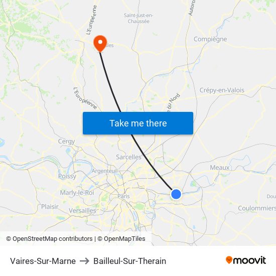 Vaires-Sur-Marne to Bailleul-Sur-Therain map