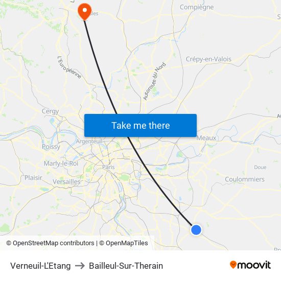 Verneuil-L'Etang to Bailleul-Sur-Therain map