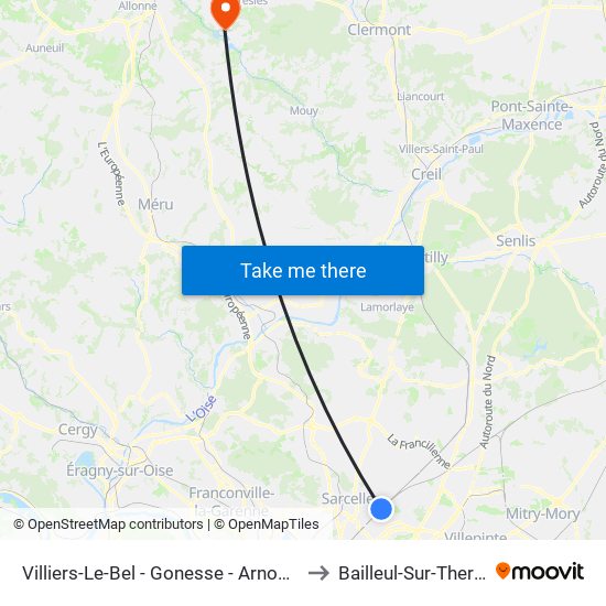 Villiers-Le-Bel - Gonesse - Arnouville to Bailleul-Sur-Therain map