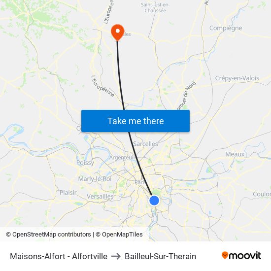 Maisons-Alfort - Alfortville to Bailleul-Sur-Therain map