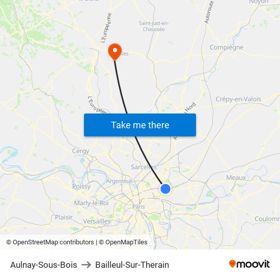 Aulnay-Sous-Bois to Bailleul-Sur-Therain map