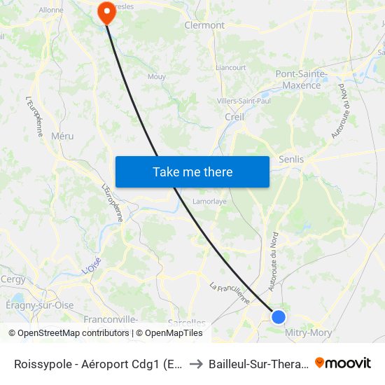 Roissypole - Aéroport Cdg1 (E2) to Bailleul-Sur-Therain map