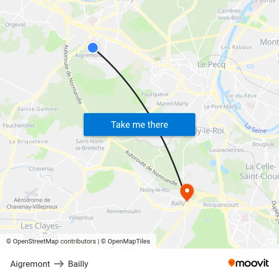 Aigremont to Bailly map