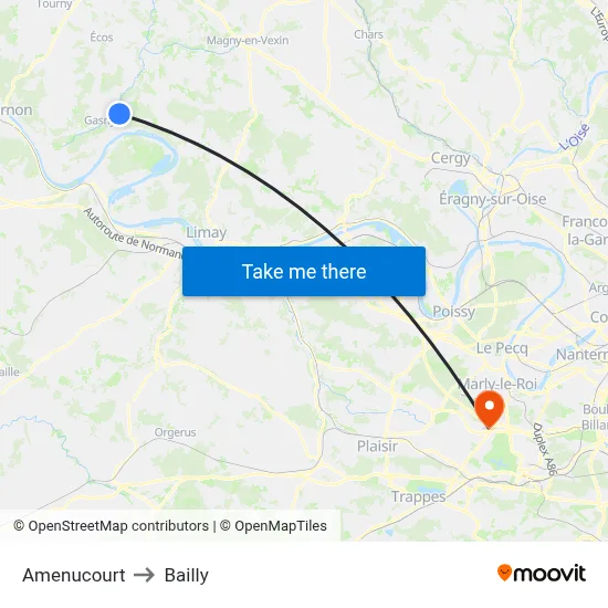 Amenucourt to Bailly map