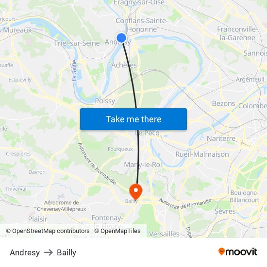 Andresy to Bailly map