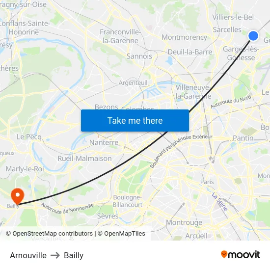 Arnouville to Bailly map
