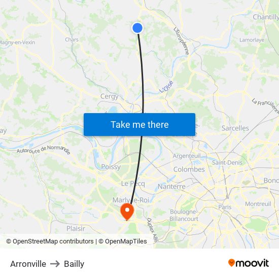 Arronville to Bailly map