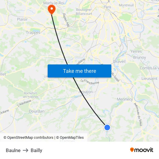 Baulne to Bailly map