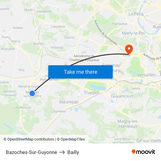 Bazoches-Sur-Guyonne to Bailly map