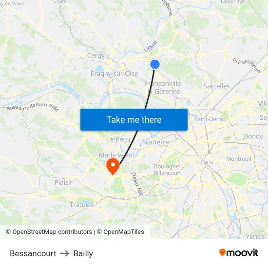 Bessancourt to Bailly map