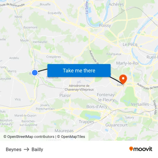Beynes to Bailly map