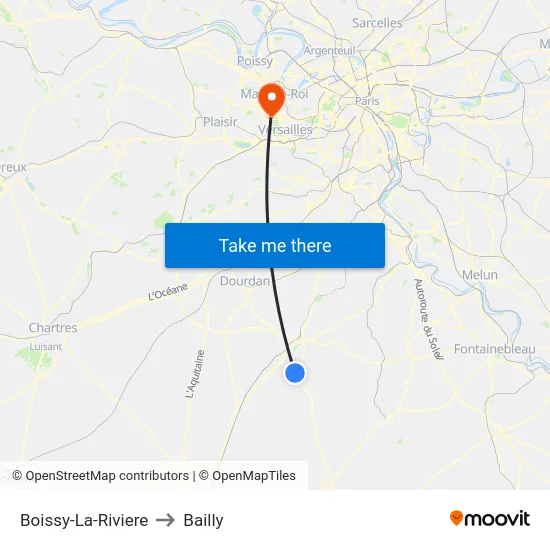 Boissy-La-Riviere to Bailly map