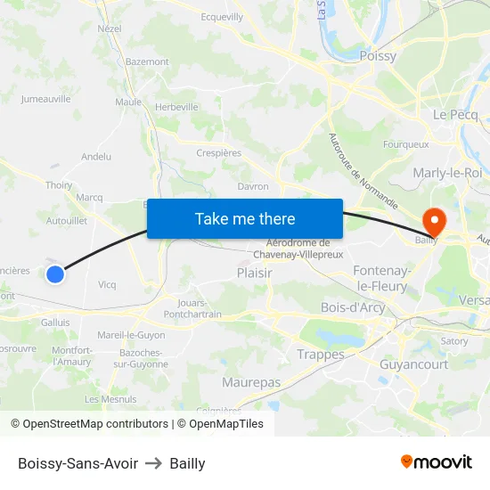Boissy-Sans-Avoir to Bailly map