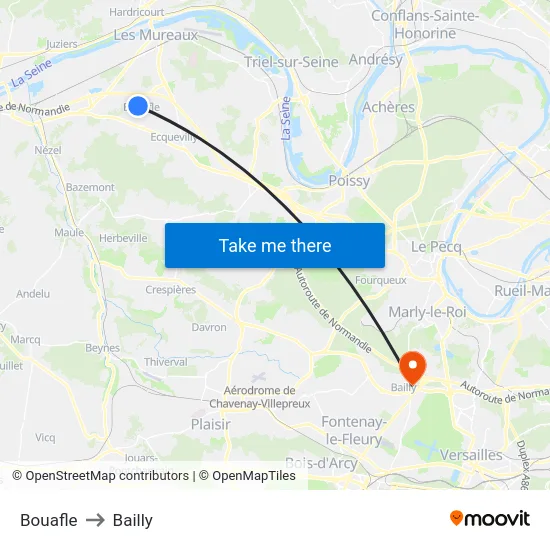 Bouafle to Bailly map