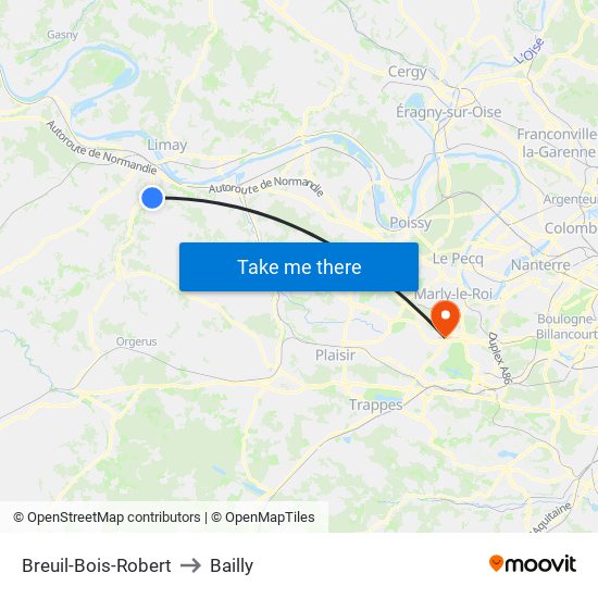 Breuil-Bois-Robert to Bailly map