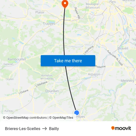 Brieres-Les-Scelles to Bailly map