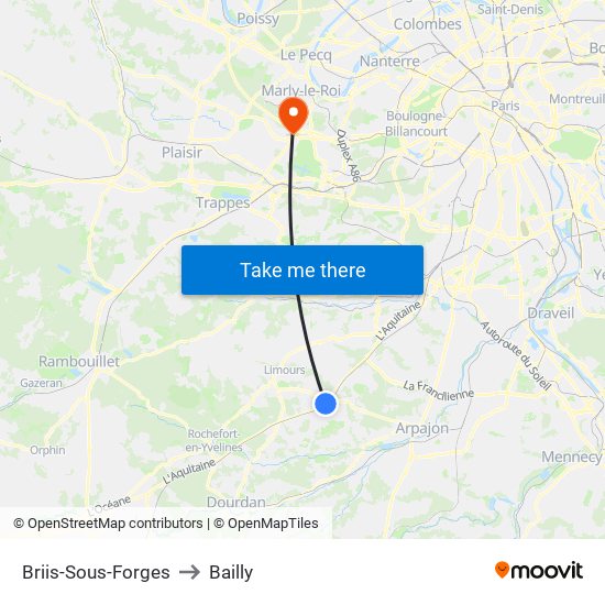 Briis-Sous-Forges to Bailly map