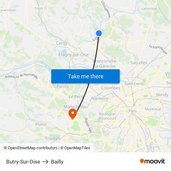 Butry-Sur-Oise to Bailly map