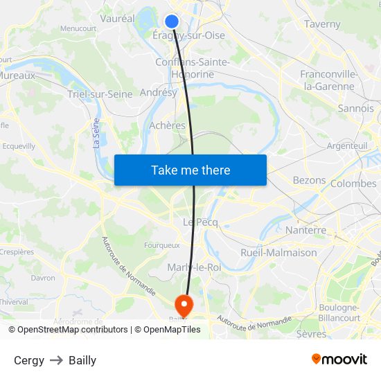 Cergy to Bailly map