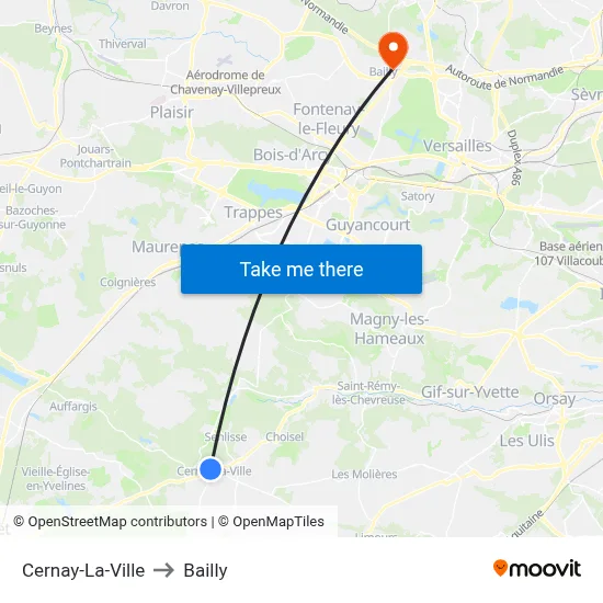 Cernay-La-Ville to Bailly map