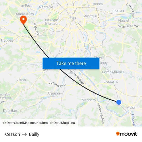 Cesson to Bailly map