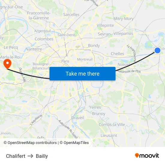 Chalifert to Bailly map