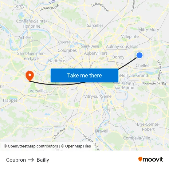 Coubron to Bailly map
