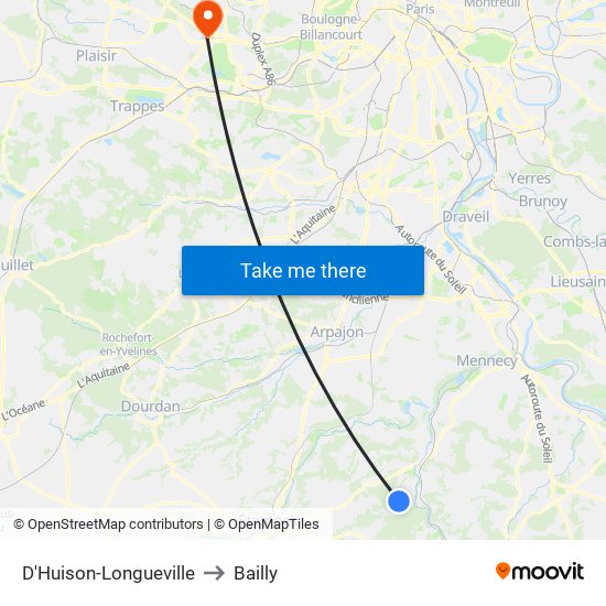 D'Huison-Longueville to Bailly map