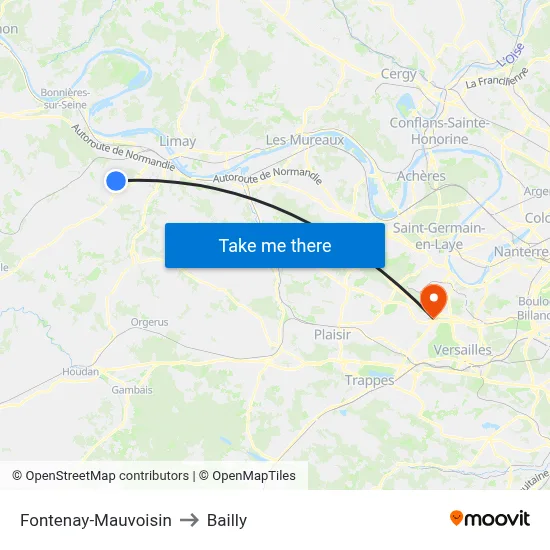 Fontenay-Mauvoisin to Bailly map