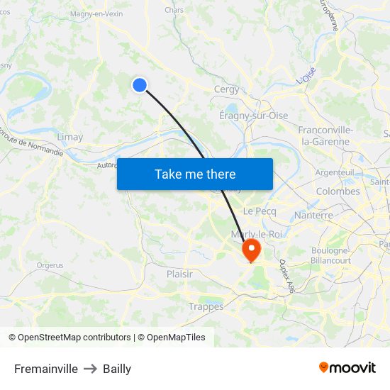 Fremainville to Bailly map