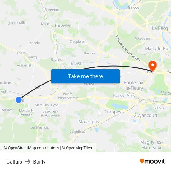 Galluis to Bailly map