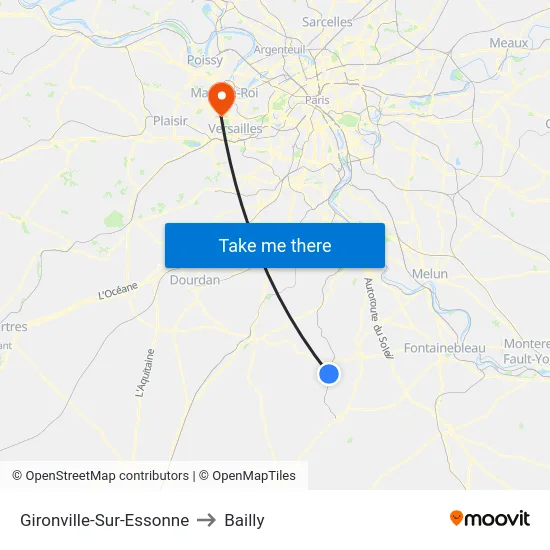 Gironville-Sur-Essonne to Bailly map