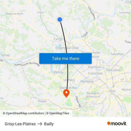 Grisy-Les-Platres to Bailly map