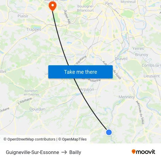 Guigneville-Sur-Essonne to Bailly map
