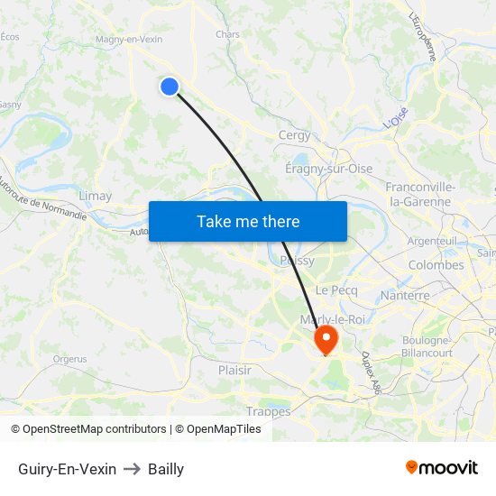 Guiry-En-Vexin to Bailly map