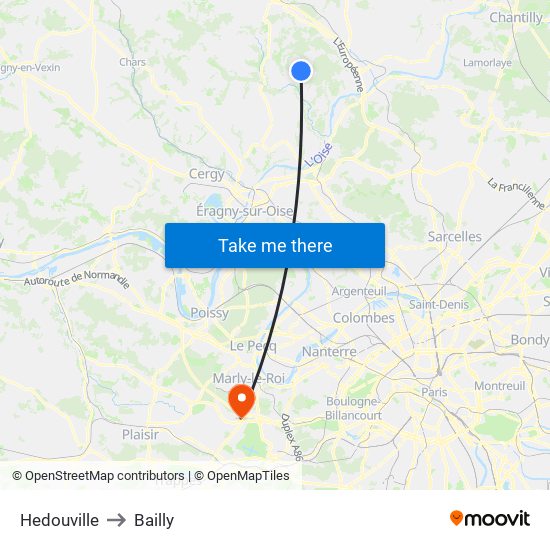 Hedouville to Bailly map