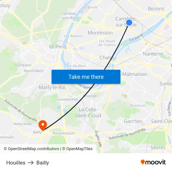 Houilles to Bailly map